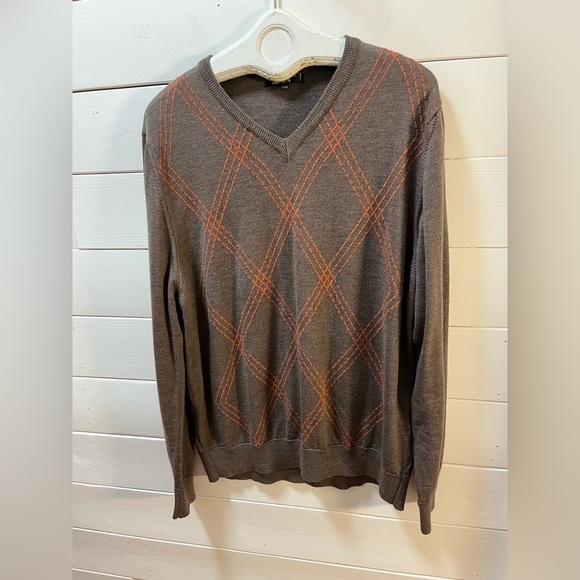 SIMONS Brown & Orange – Italian Extra Fine Merino Wool Sweater XXL - Picture 3 of 9